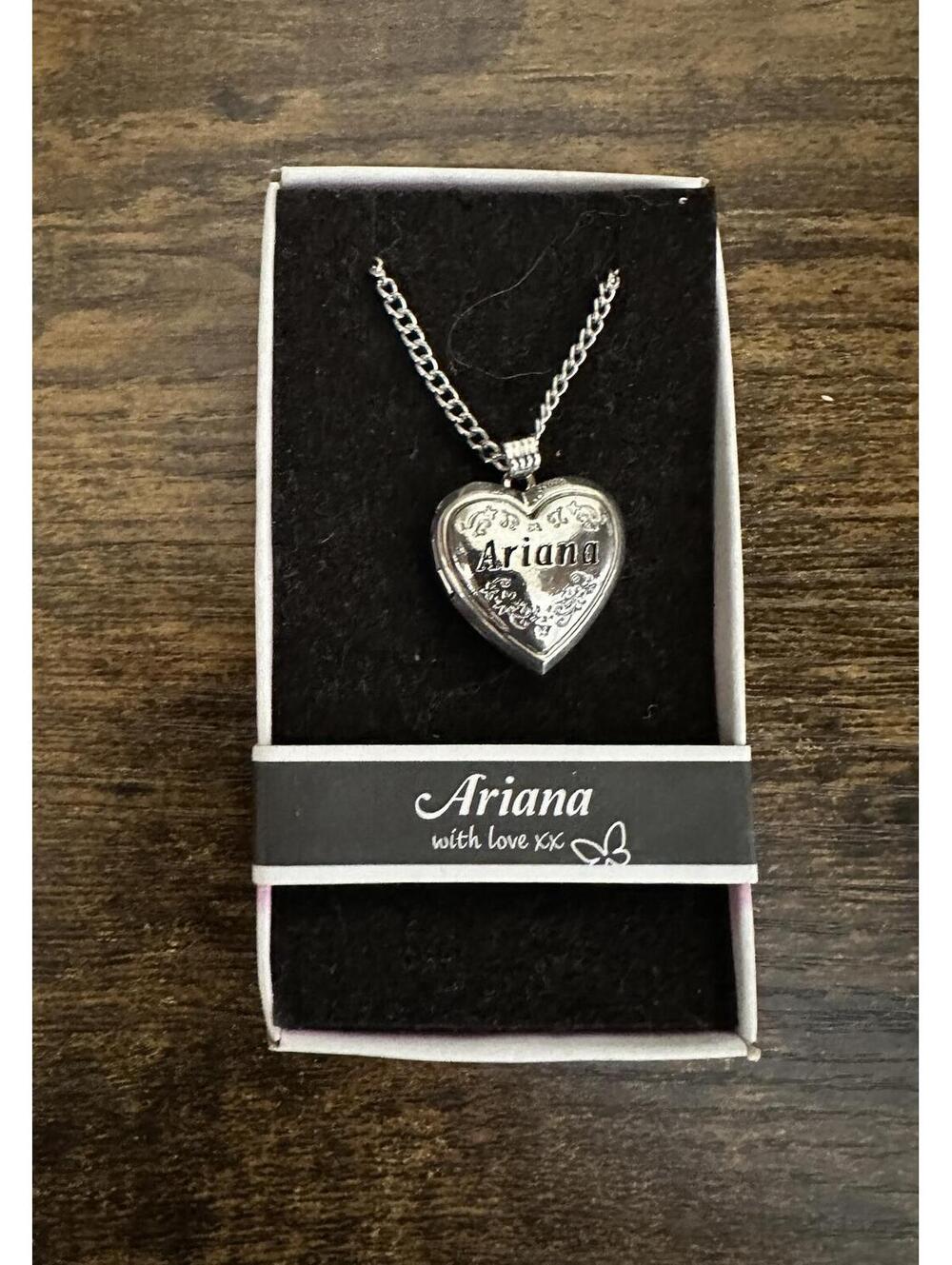 Love Lockets Silver tone Engraved Ariana Necklace